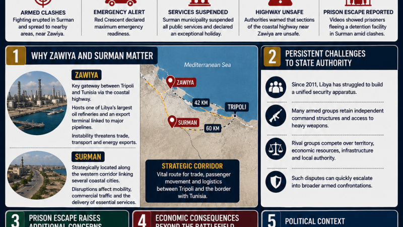 Libya’s Western Security Crisis Deepens as Fighting in Zawiya and Surman Raises Fears of Wider Instability